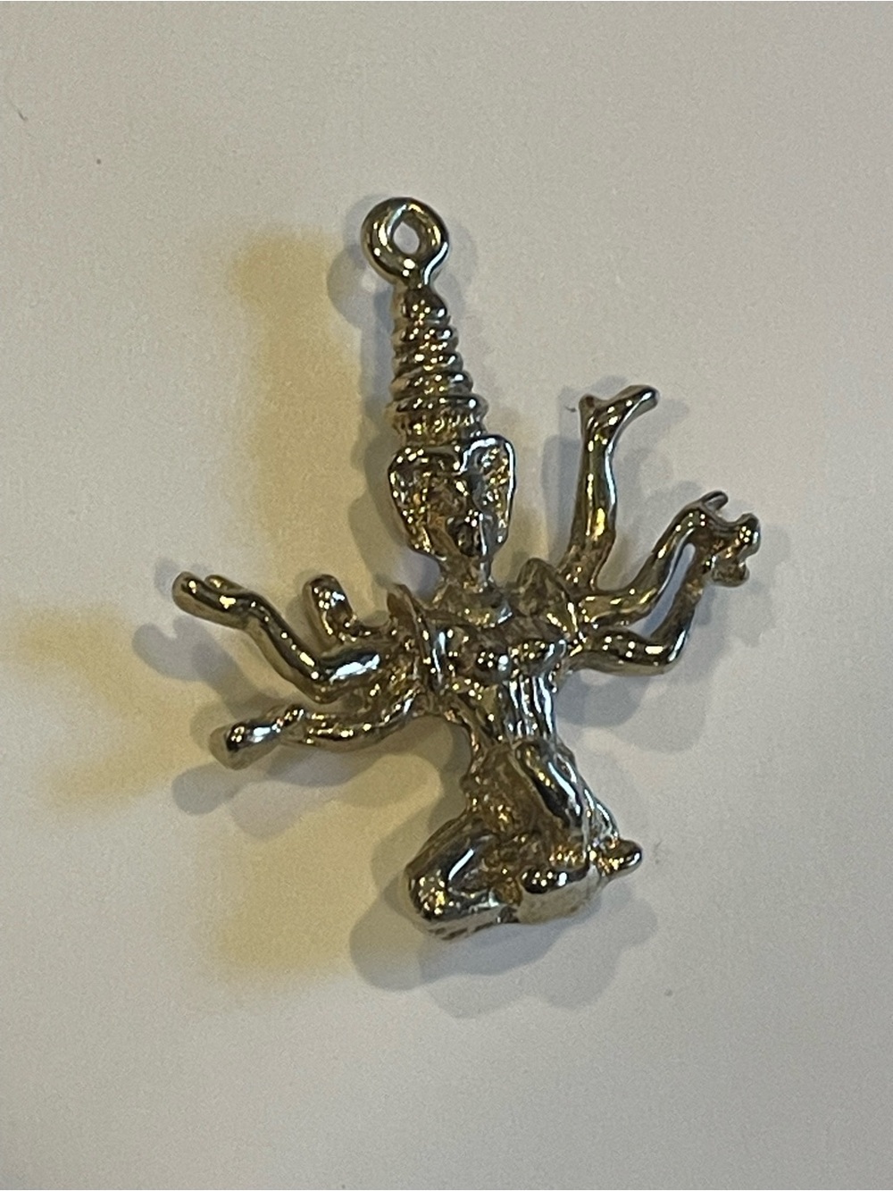 Vintage Gold Tone Parvati Hindu God Charm / Pendant #0245